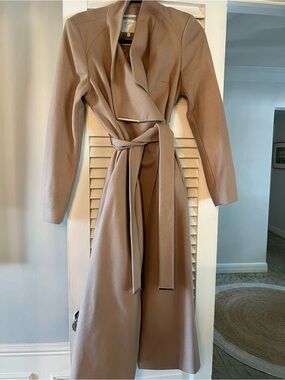 Ted Baker Long Belted Wool Coat in Camel
